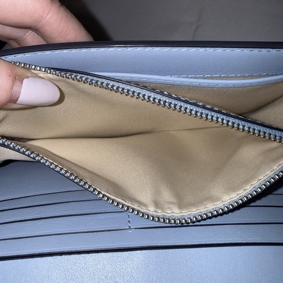 Lauren Ralph Lauren Light Baby Blue Leather Adair Wallet Chain Crossbody Bag - Picture 12 of 16